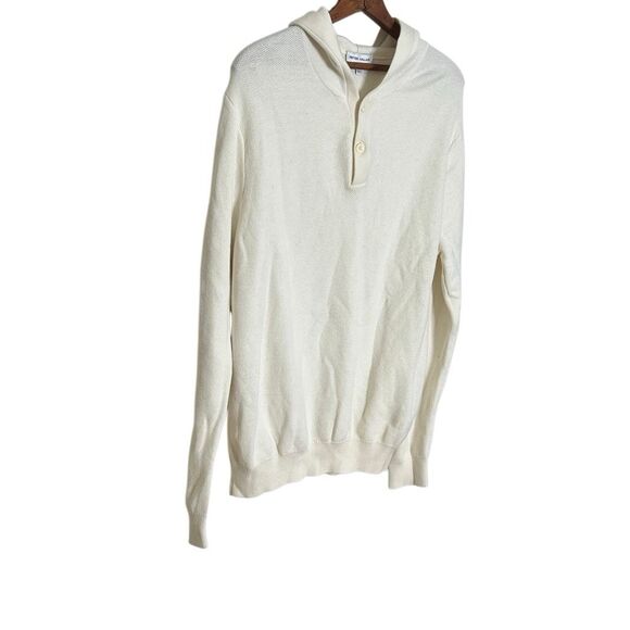 Peter Millar Hickory Cotton Wool Pique Knit Henley Hoodie Sweater Almond Size XL - Picture 3 of 10